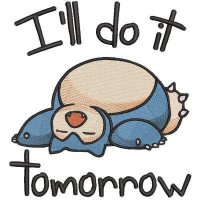 Embroidery design preview of Snorlax Sleeping from Pokemon, showcasing detailed stitching and vibrant colors.