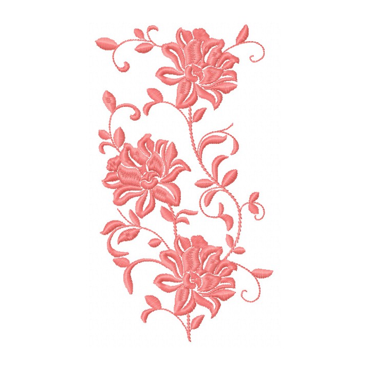 Pink flower embroidery design - Embroidery Design