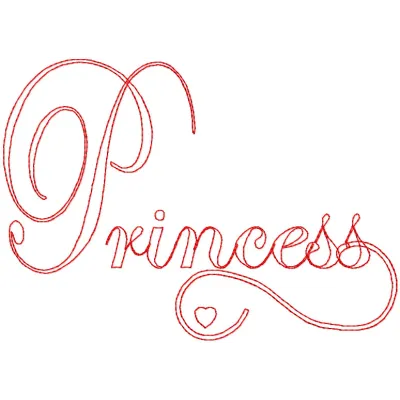 Preview of the Princess wordmark 2 embroidery design showcasing elegant lettering for creative projects.