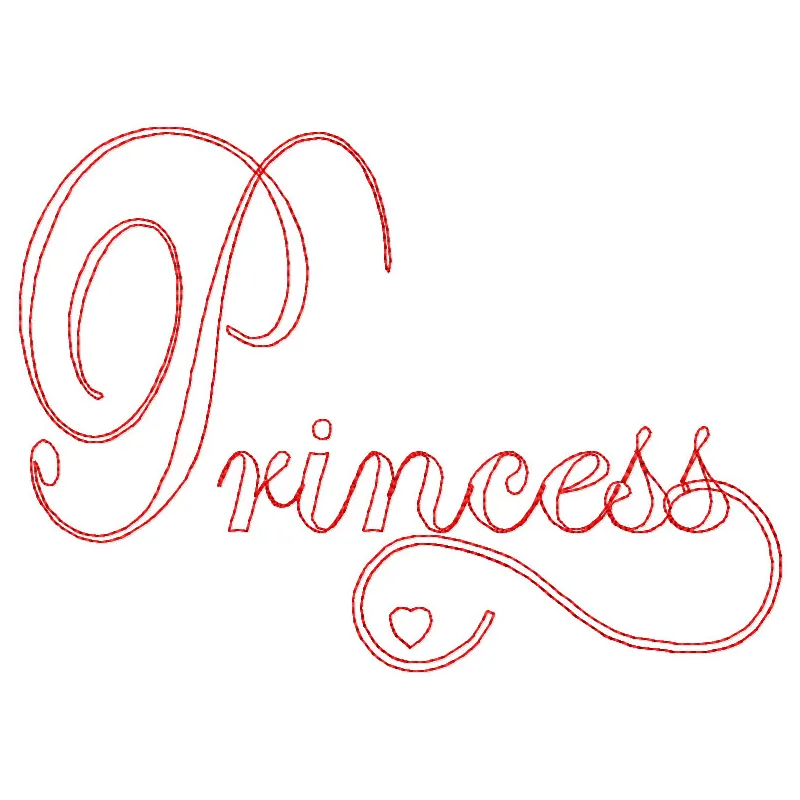 Preview of the Princess wordmark 2 embroidery design showcasing elegant lettering for creative projects.