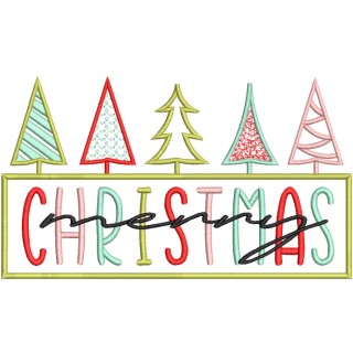 Minimalist Vintage Merry Christmas embroidery design - Embroidery Design
