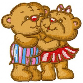 Teddy bear's friendship embroidery design - Embroidery Design