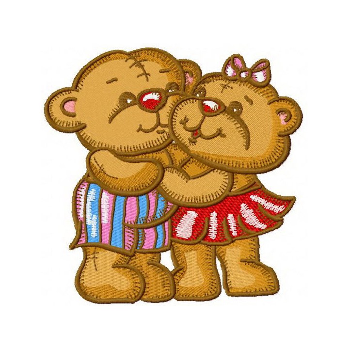Teddy bear's friendship embroidery design - Embroidery Design