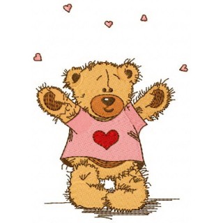 Teddy bear in love with you embroidery design - Embroidery Design