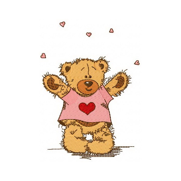 Teddy bear in love with you embroidery design - Embroidery Design
