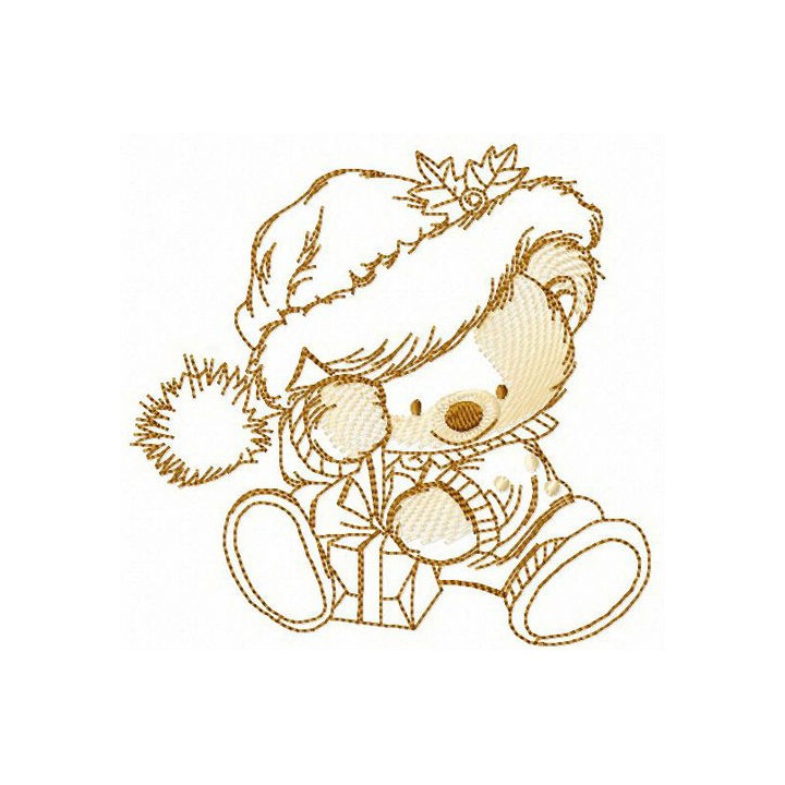 New Year present for adorable bear embroidery design - Embroidery Design