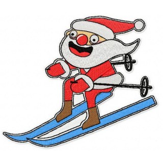 Santa skiing embroidery design - Embroidery Design