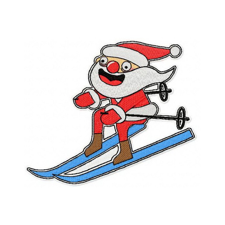 Santa skiing embroidery design - Embroidery Design