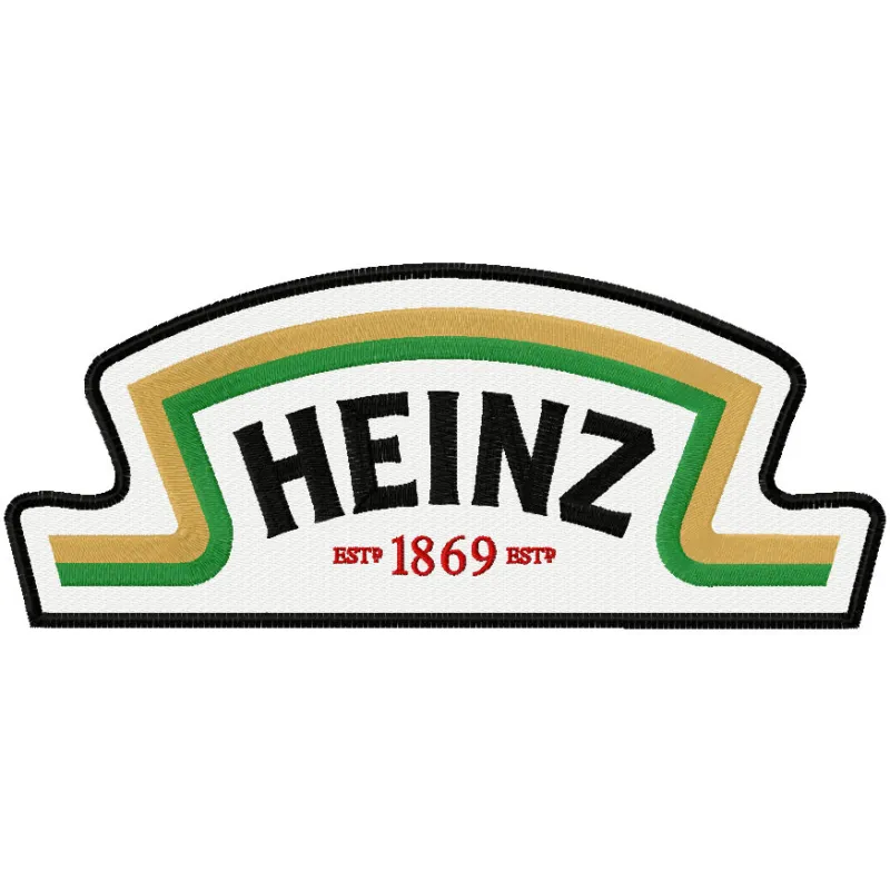 Preview of Heinz big logo embroidery design showcasing detailed stitching and vibrant colors.