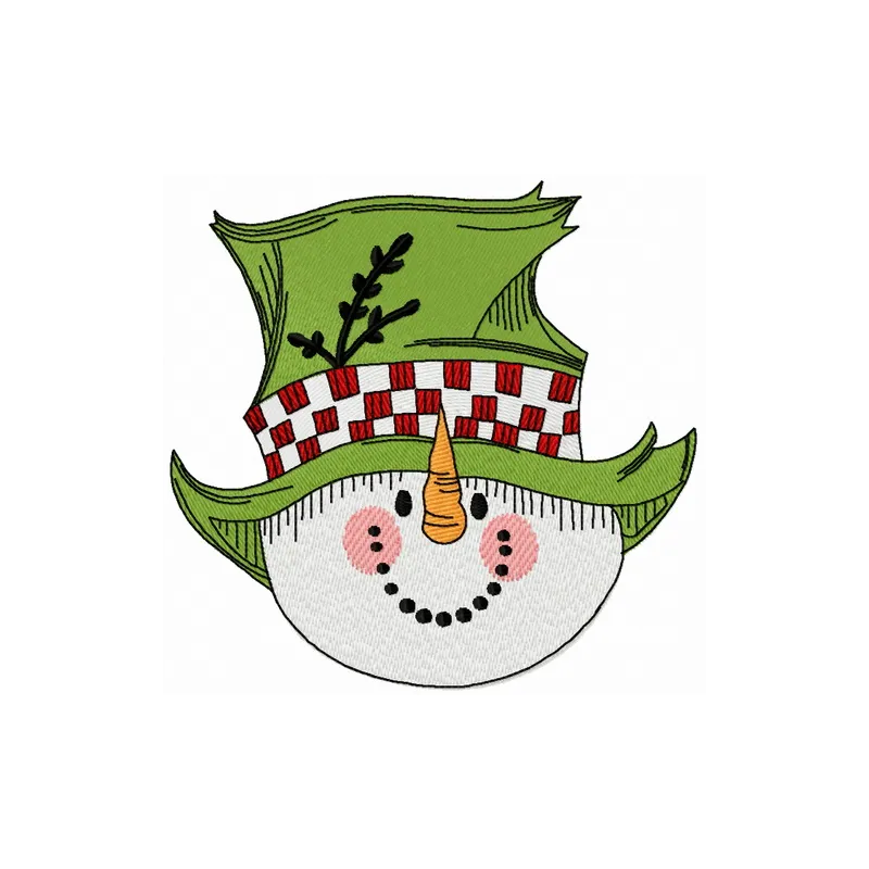 Snowman in top hat embroidery design preview, showcasing a whimsical holiday motif for festive stitching projects.