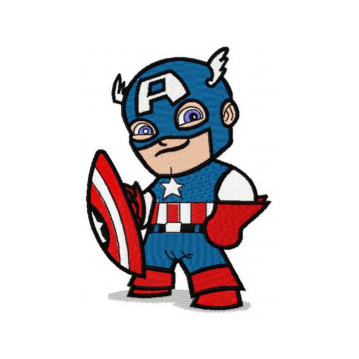 Chibi Captain America embroidery design - Embroidery Design