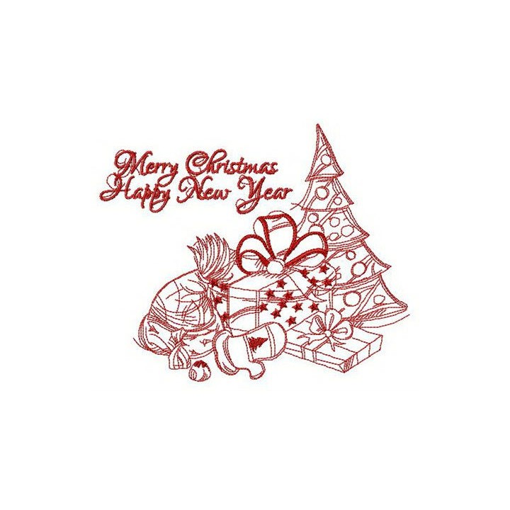 Happy New Year composition embroidery design - Embroidery Design