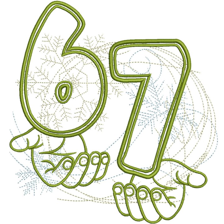 Viral Six Seven Meme embroidery design - Embroidery Design