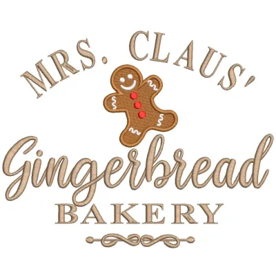 Gingerbread Bakery embroidery design showcasing festive gingerbread motifs for creative stitching projects.