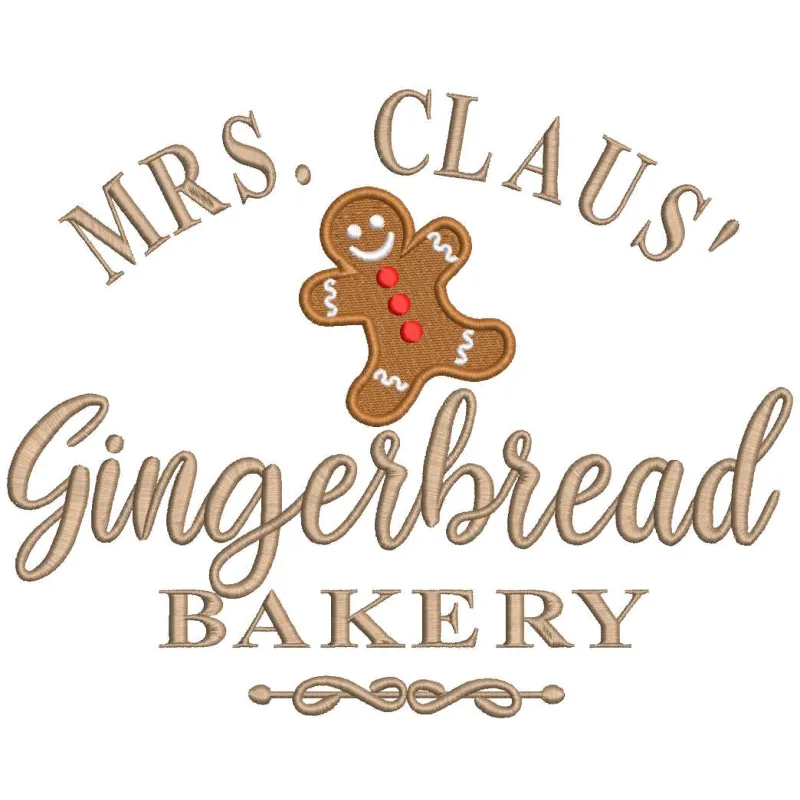 Gingerbread Bakery embroidery design showcasing festive gingerbread motifs for creative stitching projects.