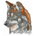 Preview of a forest wolf embroidery design featuring intricate stitching patterns for creative projects.