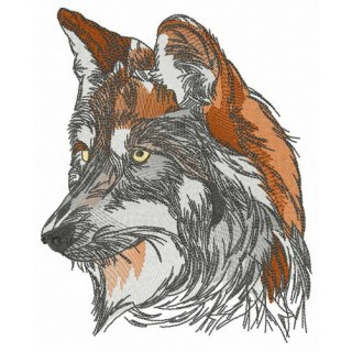 Forest wolf embroidery design - Embroidery Design