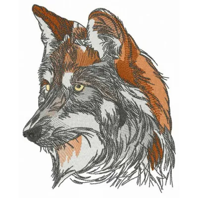 Preview of a forest wolf embroidery design featuring intricate stitching patterns for creative projects.