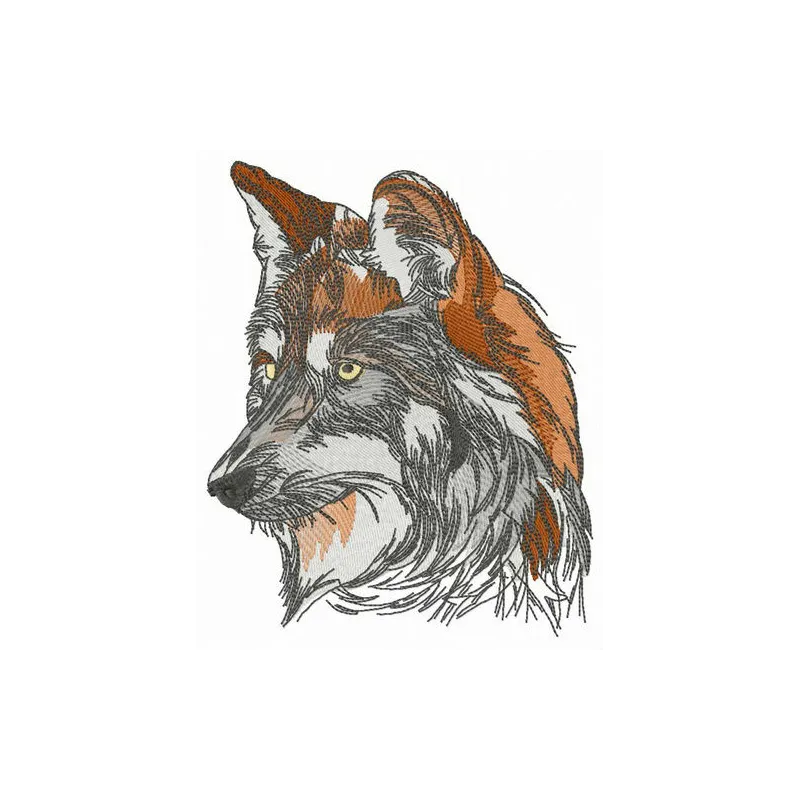Preview of a forest wolf embroidery design featuring intricate stitching patterns for creative projects.