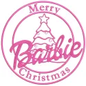 Merry Christmas Barbie embroidery design showcasing a festive Barbie character, perfect for holiday projects.