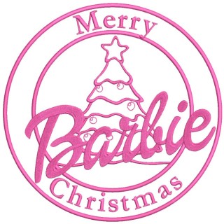 Merry Christmas Barbie embroidery design - Embroidery Design