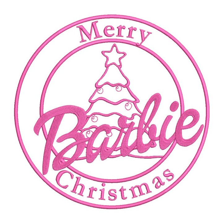Merry Christmas Barbie embroidery design - Embroidery Design