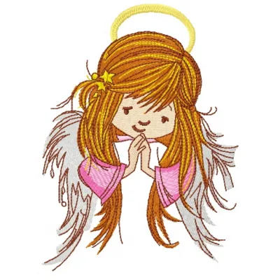 Preview of the Praying Angel 4 embroidery design showcasing a serene angelic figure, ideal for various projects.