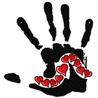 Lover's hand print embroidery design - Embroidery Design
