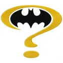 Batman question mark embroidery design showcasing a playful stitched motif for creative projects.