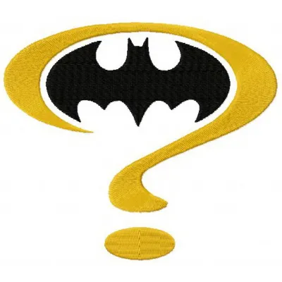 Batman question mark embroidery design showcasing a playful stitched motif for creative projects.