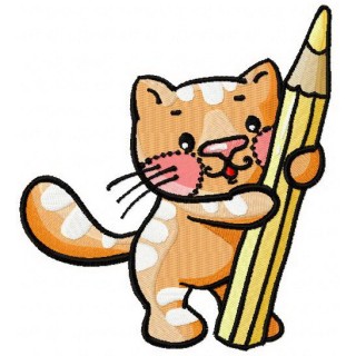Kitten painter embroidery design - Embroidery Design