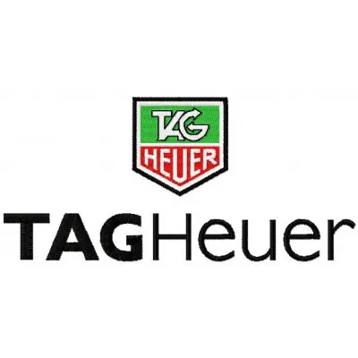 TAG Heuer logo embroidery design preview, showcasing intricate stitching patterns for stylish apparel and accessories.