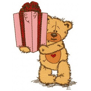 Teddy bear present for you embroidery design - Embroidery Design