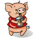 Adorable piglet drinking lemonade embroidery design, perfect for decorating summer-themed items and gifts.