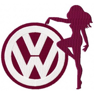 Volkswagen woman silhouette logo embroidery design - Embroidery Design