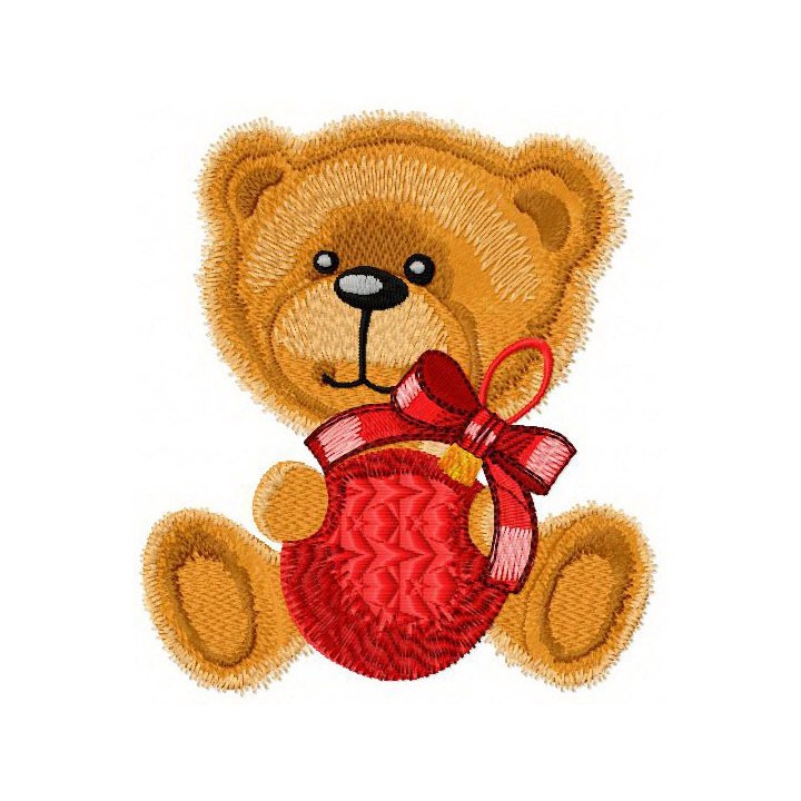 Teddy bear ready for Christmas embroidery design - Embroidery Design