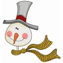 Ruddy snowman 3 embroidery design featuring a cheerful snowman with a scarf, perfect for winter-themed projects.