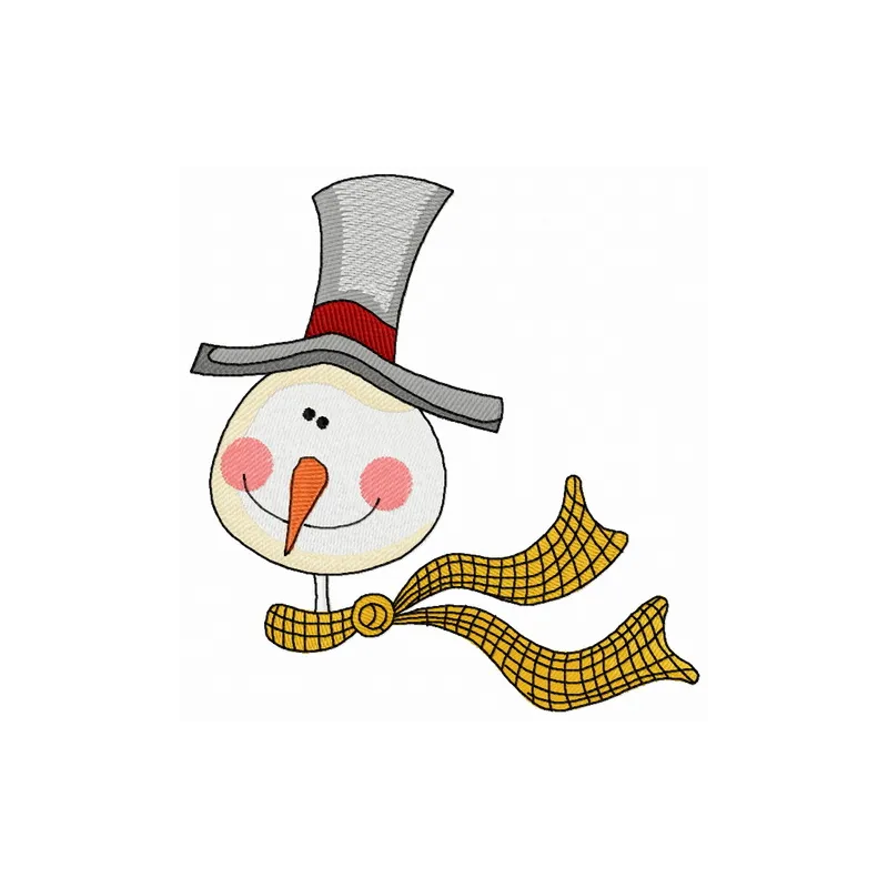 Ruddy snowman 3 embroidery design featuring a cheerful snowman with a scarf, perfect for winter-themed projects.