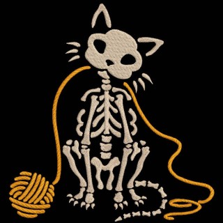 Halloween Skeleton Cat embroidery design - Embroidery Design