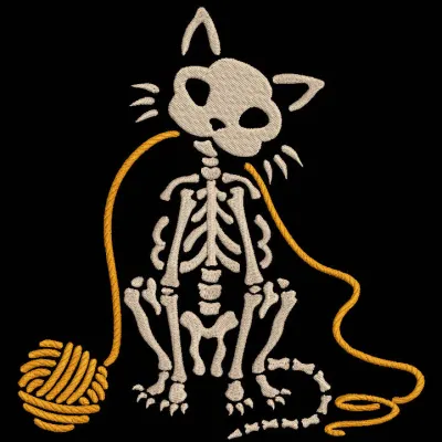 Preview of Halloween Skeleton Cat embroidery design featuring intricate details and vibrant colors.
