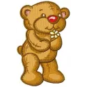 Old style teddy bear embroidery design showcased on a cozy fabric, perfect for creating nostalgic stitched motifs.
