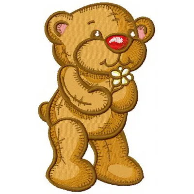 Old style teddy bear embroidery design showcased on a cozy fabric, perfect for creating nostalgic stitched motifs.