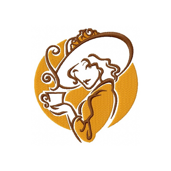 Lady's coffee break 7 embroidery design - Embroidery Design