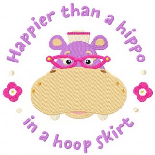 Hallie Hippo embroidery design - Embroidery Design