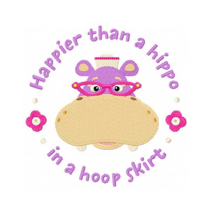 Hallie Hippo embroidery design - Embroidery Design