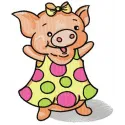 Happy piglet embroidery design featuring a cheerful piglet, ideal for stitching on t-shirts, bags, or baby onesies.