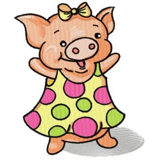 Happy piglet embroidery design - Embroidery Design