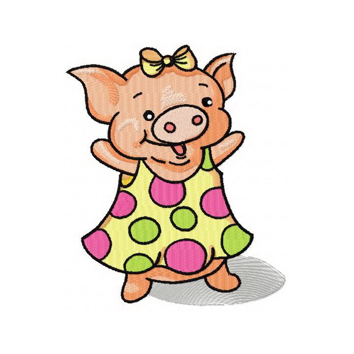 Happy piglet embroidery design - Embroidery Design