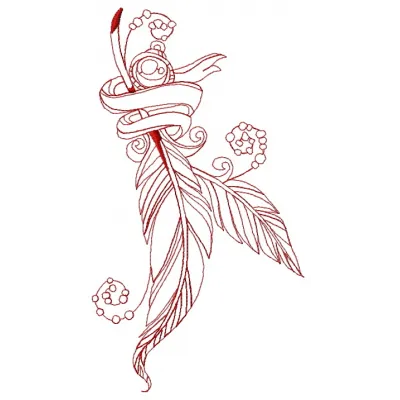Preview of Romantic Composition 7 embroidery design featuring elegant feathers and wings for creative stitching projects.