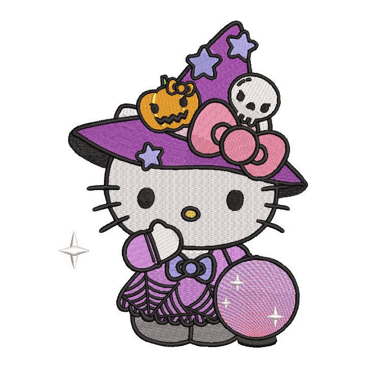 Hello Kitty Halloween magic embroidery design - Embroidery Design